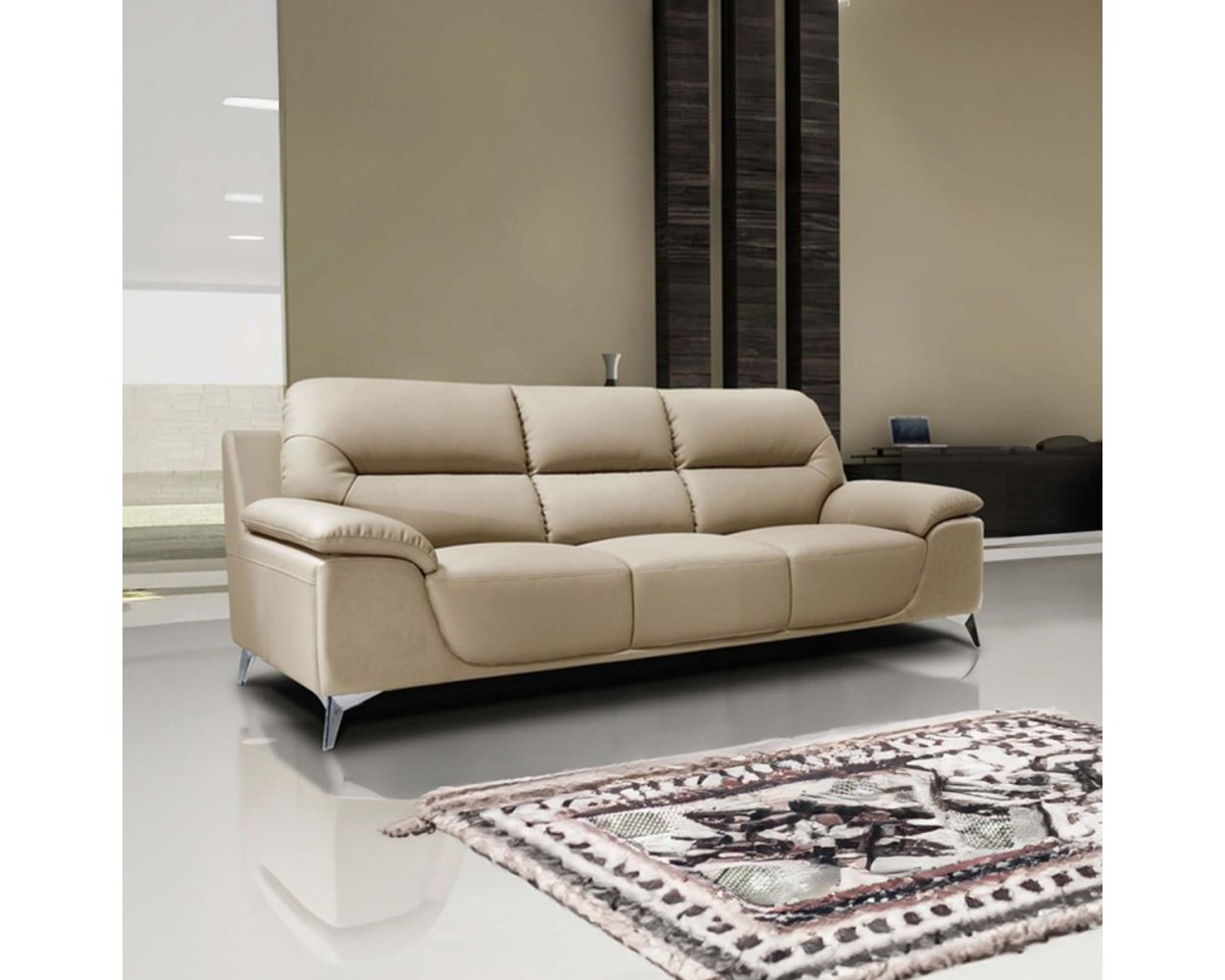 Taupe Leather 3 Seater Sofa Online