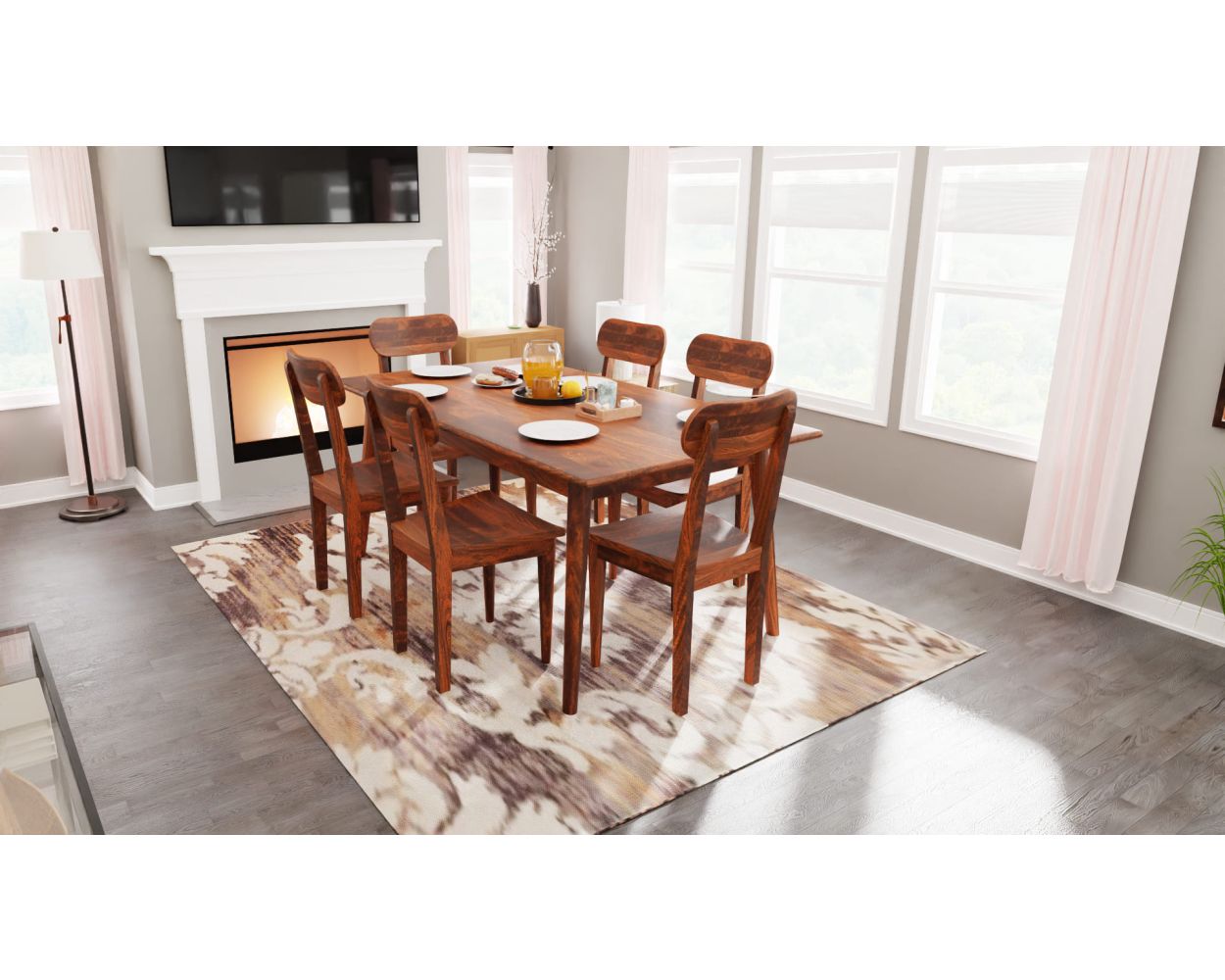 Buy Retro 6 Seater Wooden Dining Table set By Stories