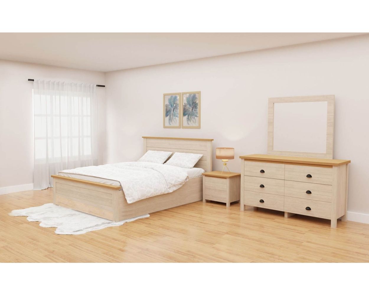 Safari Bedroom Set Queen Size Bed with Hydraulic Storage