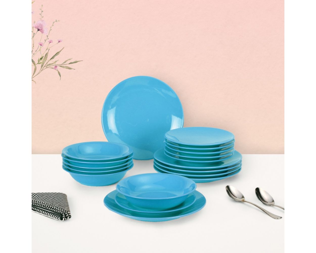 Buy Turkish Dinner Set 18pcs in Turquoise Colour By Stories