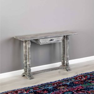 Textured Wooden Console Table By Stories