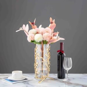 Aluminum Glass Flower Vase 7.5x7.5x15.5 By Stories