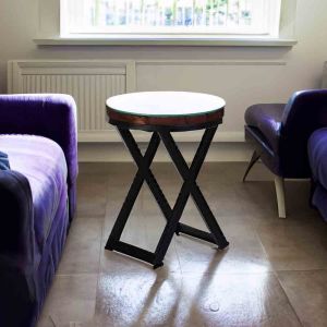 Iron Round Side Table With Glass Top By Stories