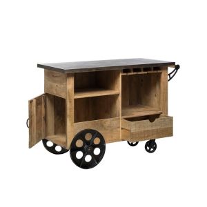 Wooden And Metal Bar Trolley Cabinet By Stories