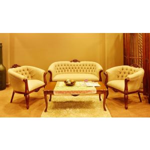 Diva  Sofa Set  With Mahogany Wood Finish By Stories