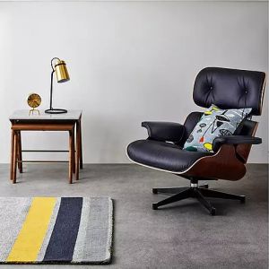 Eames Lounge Chair With Stool in Blue By Stories