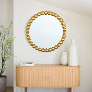 Round Mirror With Golden Frame by Stories