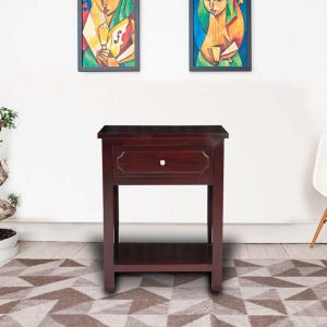 Viro Bed Side Table In Mahogany  by Stories