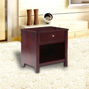 Vitas Bed Side Table Mahogany Wood by Stories