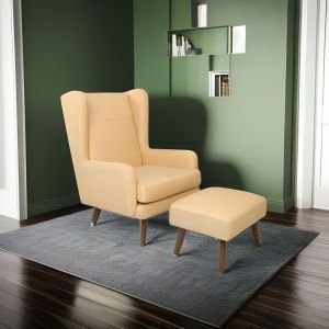 Tenny Yellow wing Chair With Foot Stool By Stories 