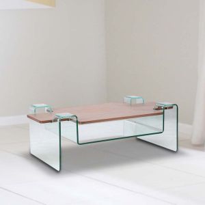 Cancan Coffee Table Glass And Wood  by Stories