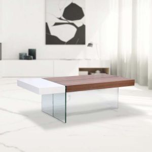 Christina Coffee Table In Glass and Wood  by Stories