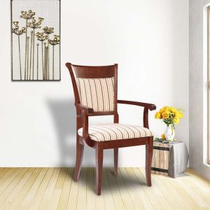 Walnut Finish Dining Chair with Arm And Cushion
