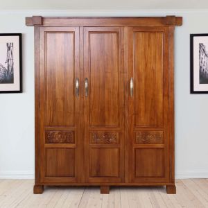 Antique Poster Wardrobe 3 Door in Teak By Stories 