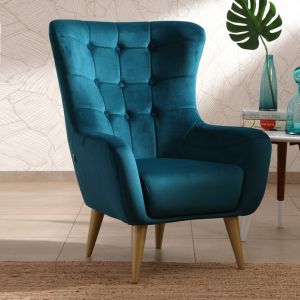 Galata Wing Chair in Teal Colour By Stories
