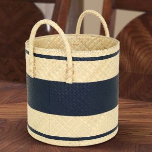 Round Basket With Stripe Large By Stories