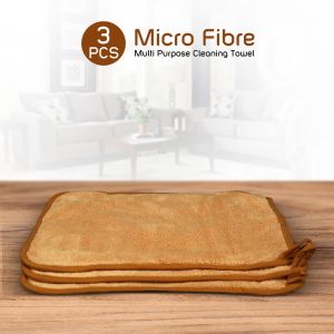 Micro Fibre Light brown Multi Purpose Clean Towel Set Of 3 By Stories 