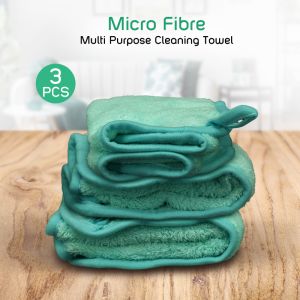 Micro Fibre Multi Purpose Light Green Clean Towel Set Of 3 By Stories 