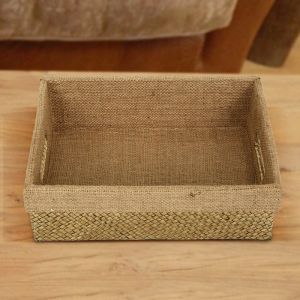 Rectangle Basket With Jute Lining Medium 11hx24wx32l By Stories,