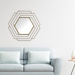 Hexagon Shaped Iron Mirror By Stories