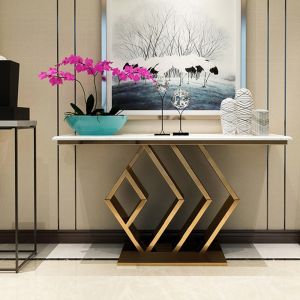 Marble Mixed Gold Designer Console Table By Stories
