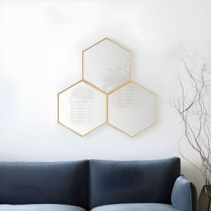 Golden Hexagonal Wall Mirror 