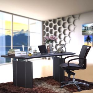 Kubu Office Table In Walnut Finish By Stories