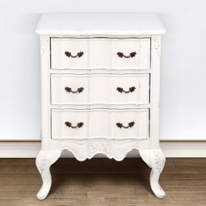 Marguerite Bed Side Table with 3 Drawers with  Mahogany In Distress Finish by Stories 