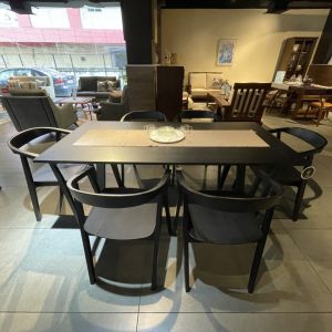 Varden 6 Seater Dining Table Set  Black In Ash  Vaneer  Finish  By Stories 