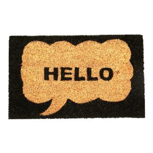 Hello Printed in Black Natural Coir Door Mat By Stories