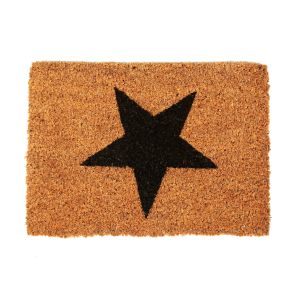 Star Printed in Black Natural Coir Door Mat By Stories