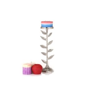 Leaf Aluminium Candle Holder Nickel Finish By Stories