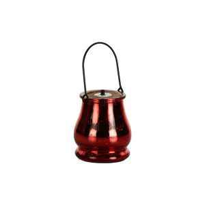 Stylish Red Glass Candle Holder With Lid By Stories