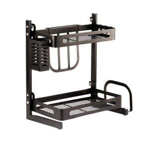 Black Rectangle Kitchen Rack 2 Tier By Stories