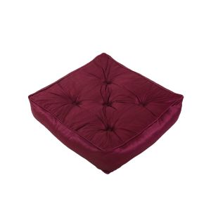 Floor Cushion With Cotton Filling & Contrast Piping In Plum Colour By Stories