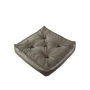 Floor Cushion With Cotton Filling & Contrast Piping In Silver Colour By Stories