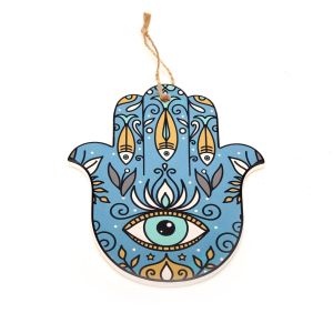 Evil Eye Printed Hand Shaped Coaster Set in Blue By Stories