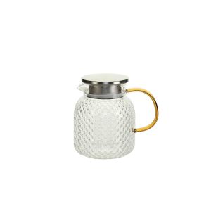 Silver Glass Pot with Golden Handle 
