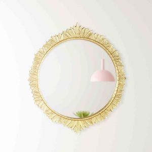 Circle Leaf Iron Mirror Brass Finish By Stories