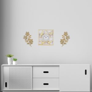 Birds Golden Color Wall Clock Set  By Stories