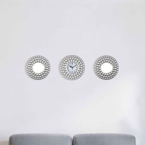 Stylish Chronikle Silver Color Wall Clock Set  By Stories