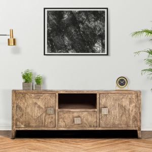 Antique Finish Wooden TV Unit | Vintage Design & Spacious Storage by Stories