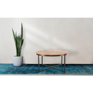 Wooden and Metal Coffee Table With Golden Top By Stories