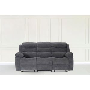 Zerodha 3 Seater Grey Fabric Manual Recliner By Stories