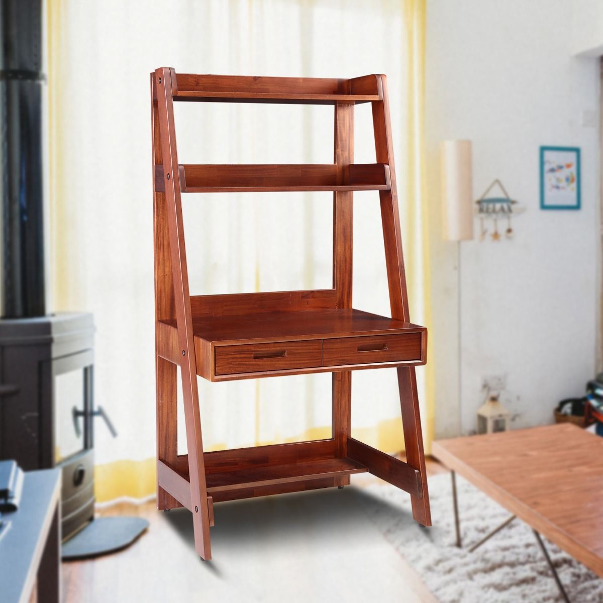 wooden bookshelf