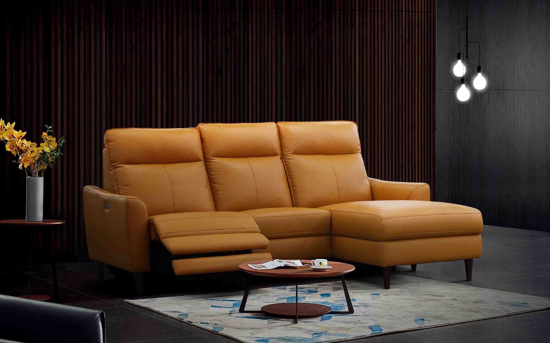 L-shaped recliner sofa