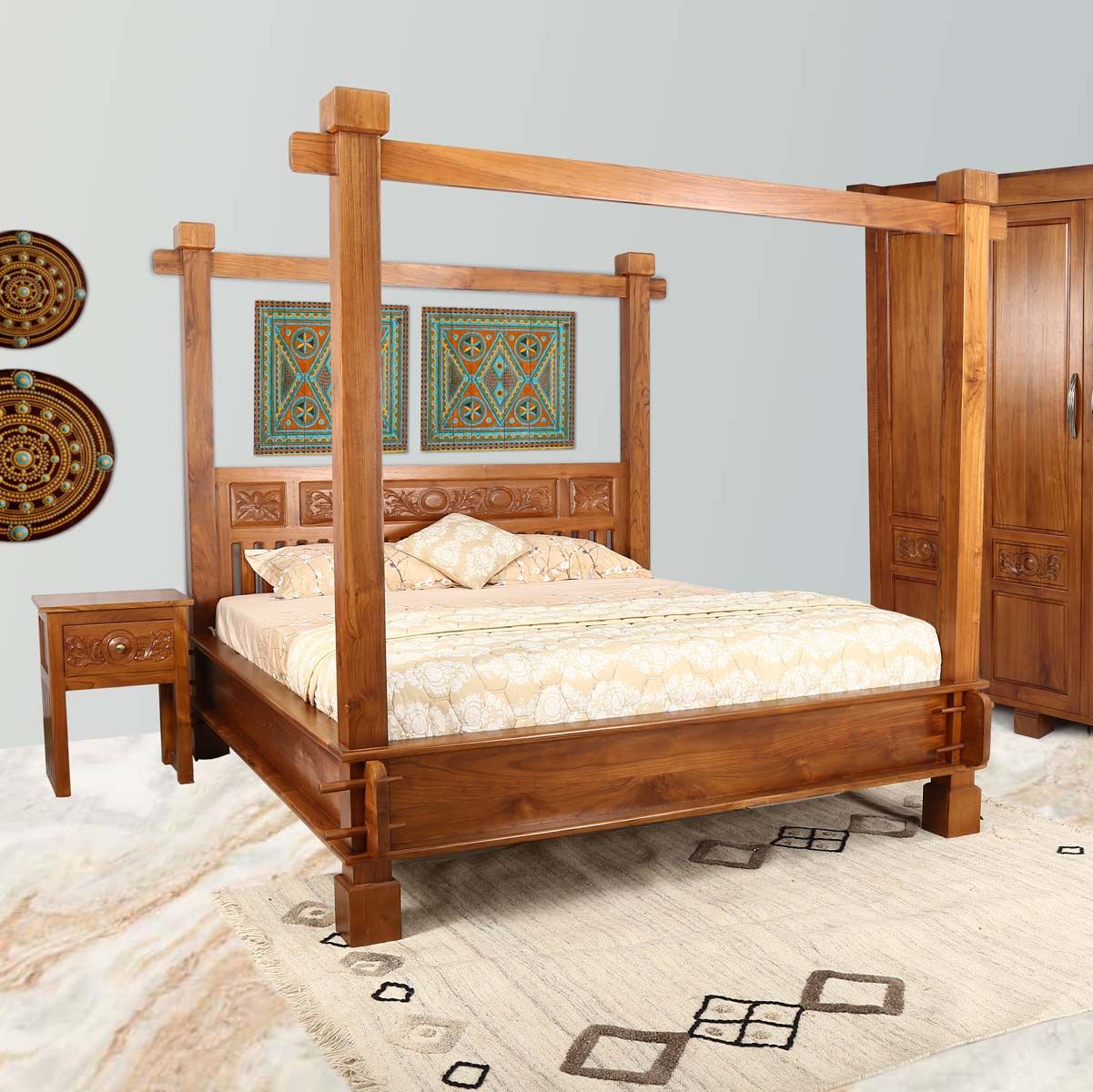 teak poster bed