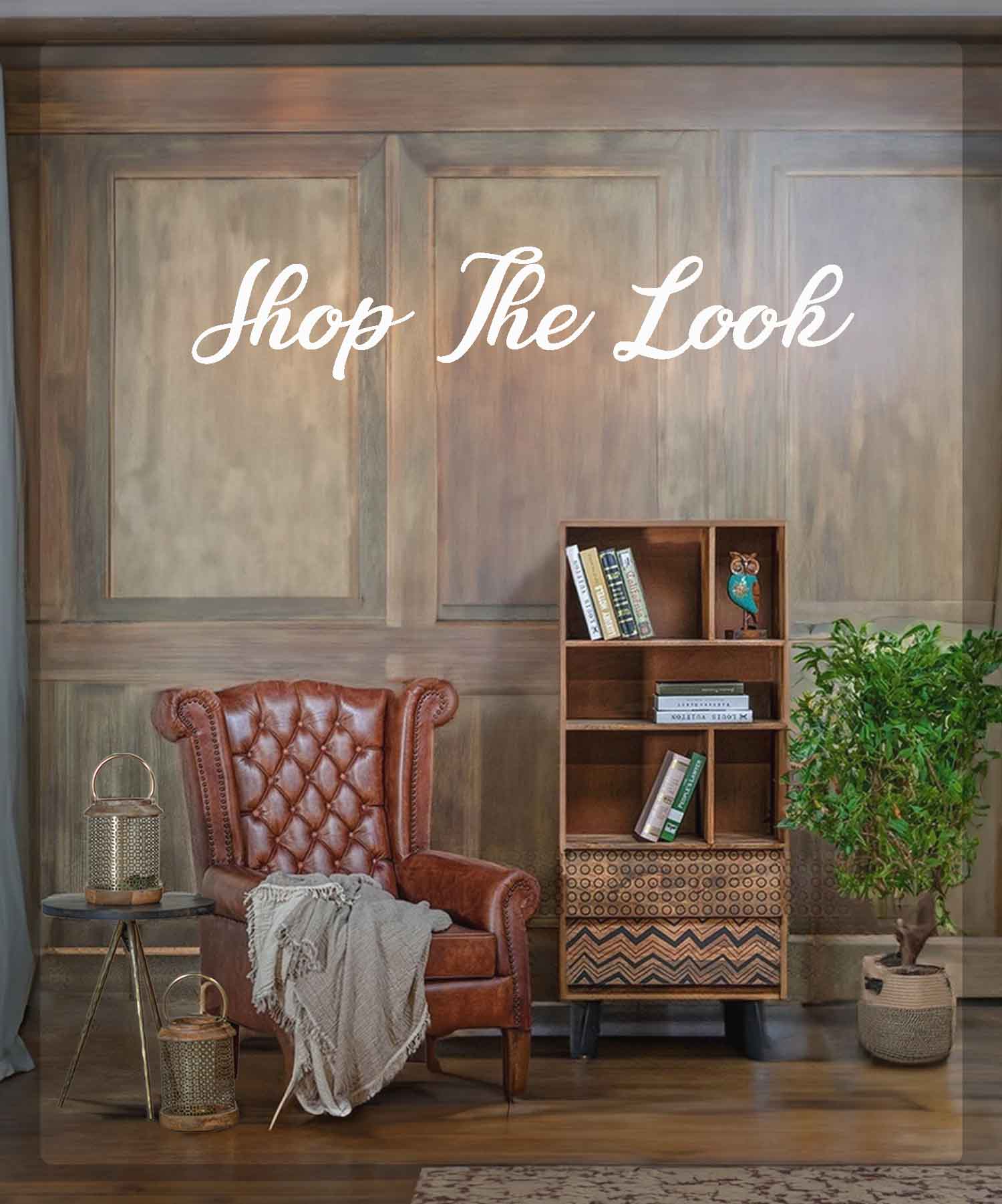 wing chair, carpet, indoor plants, jute bag, home decor, shop the look